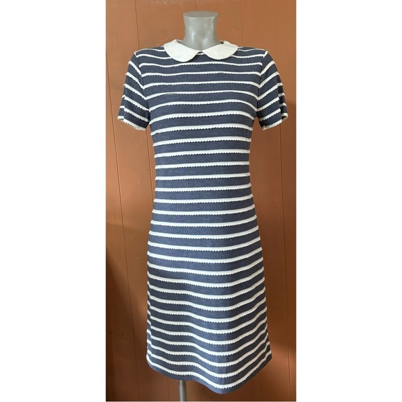 NWT Maison Jules Peter Pan Collar Striped Dress, Small - Picture 2 of 9